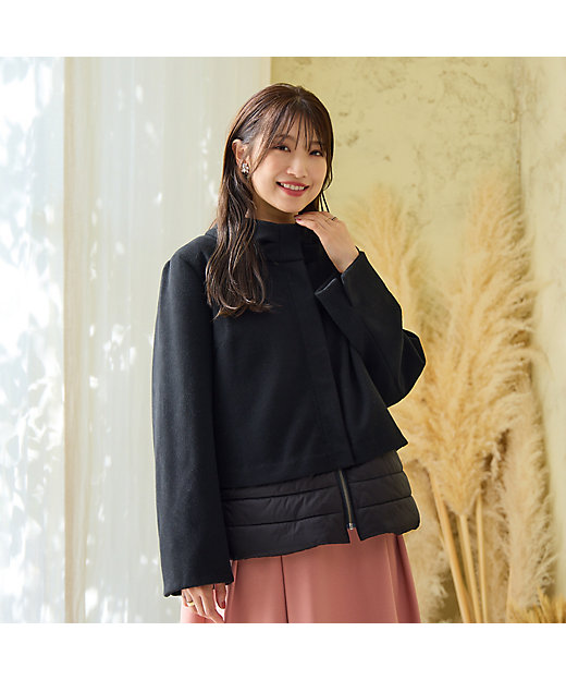 リボンカラードッキングショートコート（51106501） | Rose