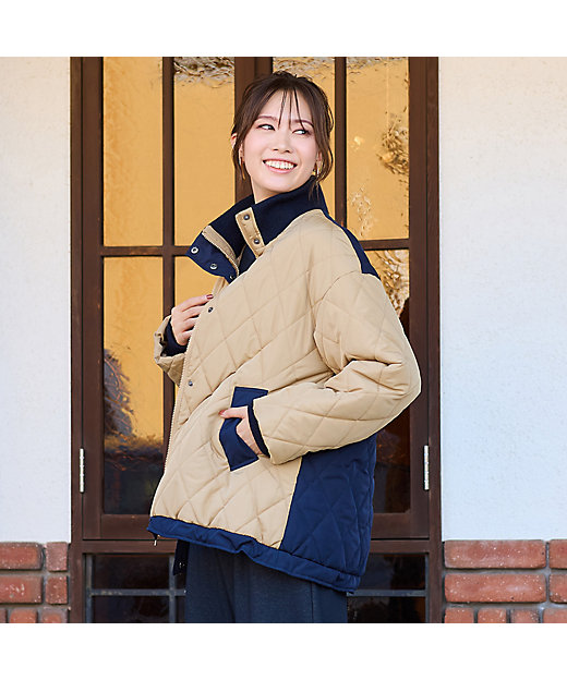 ダイヤ柄キルト加工中綿ジャケット（56106505） | PISANO