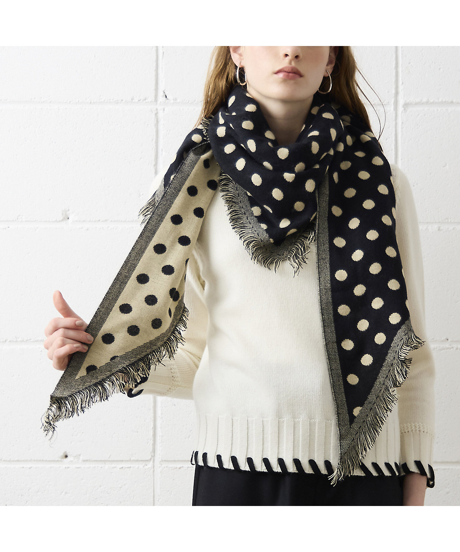 TOMORROWLAND カシミヤ ブロックストライプストールTOMORROWLAND