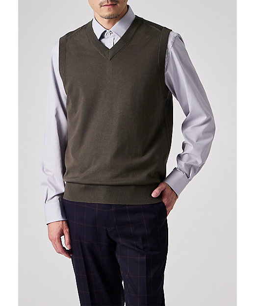 ハイゲージ Vネックニットベスト（253450563X） | Paul