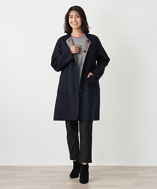 リバーシブルノーカラーコート【Leilian WHITE LABEL