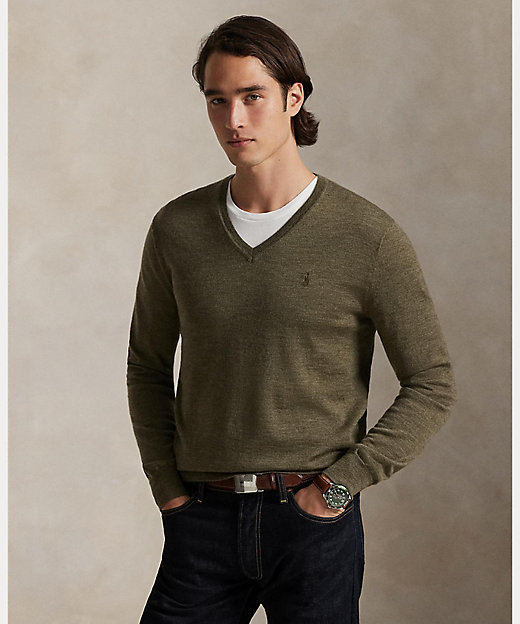 スリム フィット ウォッシャブル ウール Vネック セーター