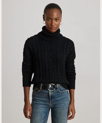 ケーブルニット タートルネック セーター