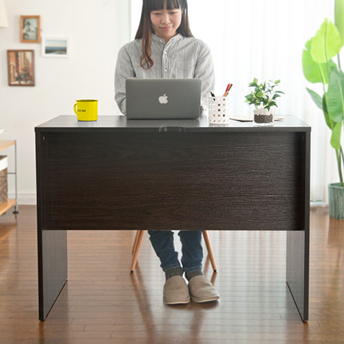 引き出し付きデスク 幅120cm 奥行60cm 高さ72cm ブラウン 100