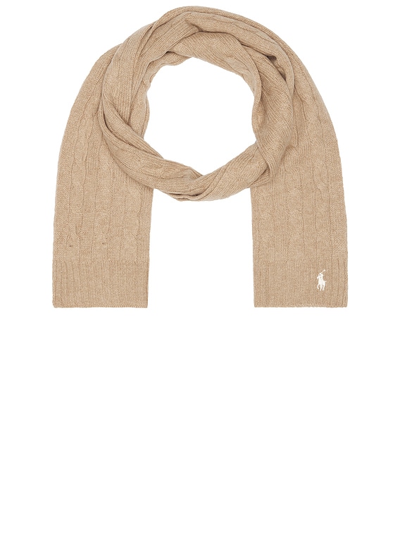 Polo Ralph Lauren Cable Knit Scarf in Camel | FWRD