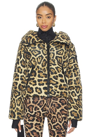 Jaded London Hooded Mendoza Faux Fur Jacket in Leopard | REVOLVE