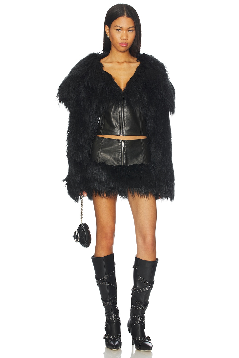 Jaded London Faux Fur Cropped Jacket in Black | REVOLVE