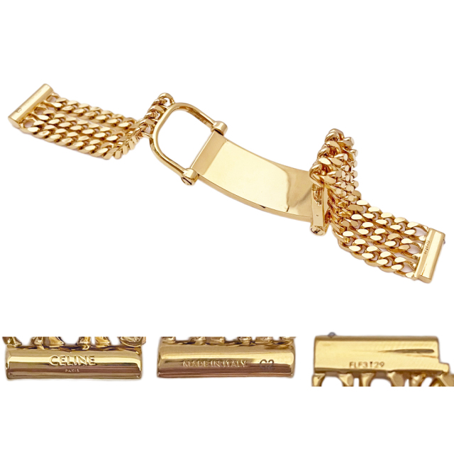 セリーヌ プレート&チェーン ブレスレット ゴールド CELINE