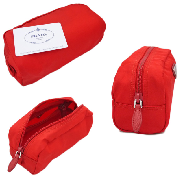 プラダ ナイロン 化粧ポーチ 1NA350 赤（ROSSO) PRADA