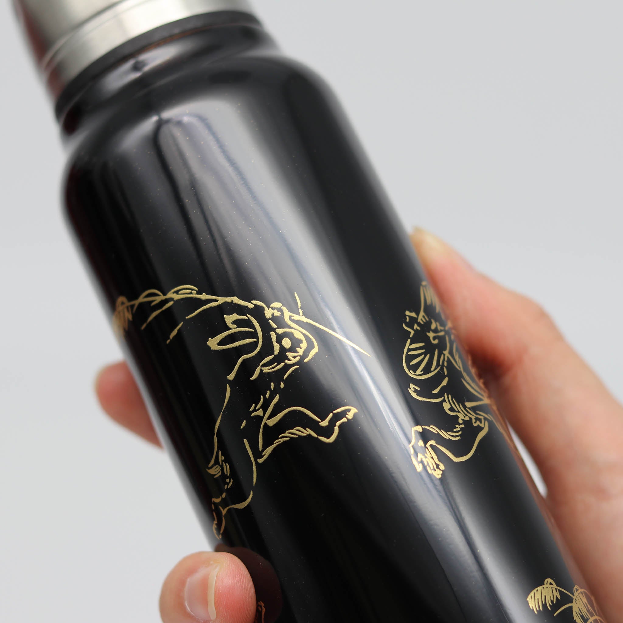 越前塗り マグボトル | うるしアンブレラボトル | 鳥獣戯画 | 黒 | 土