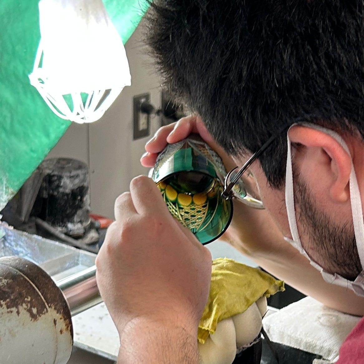 綾ガラス グラス | 綾切子 オールドファッション | 若草 コバルト