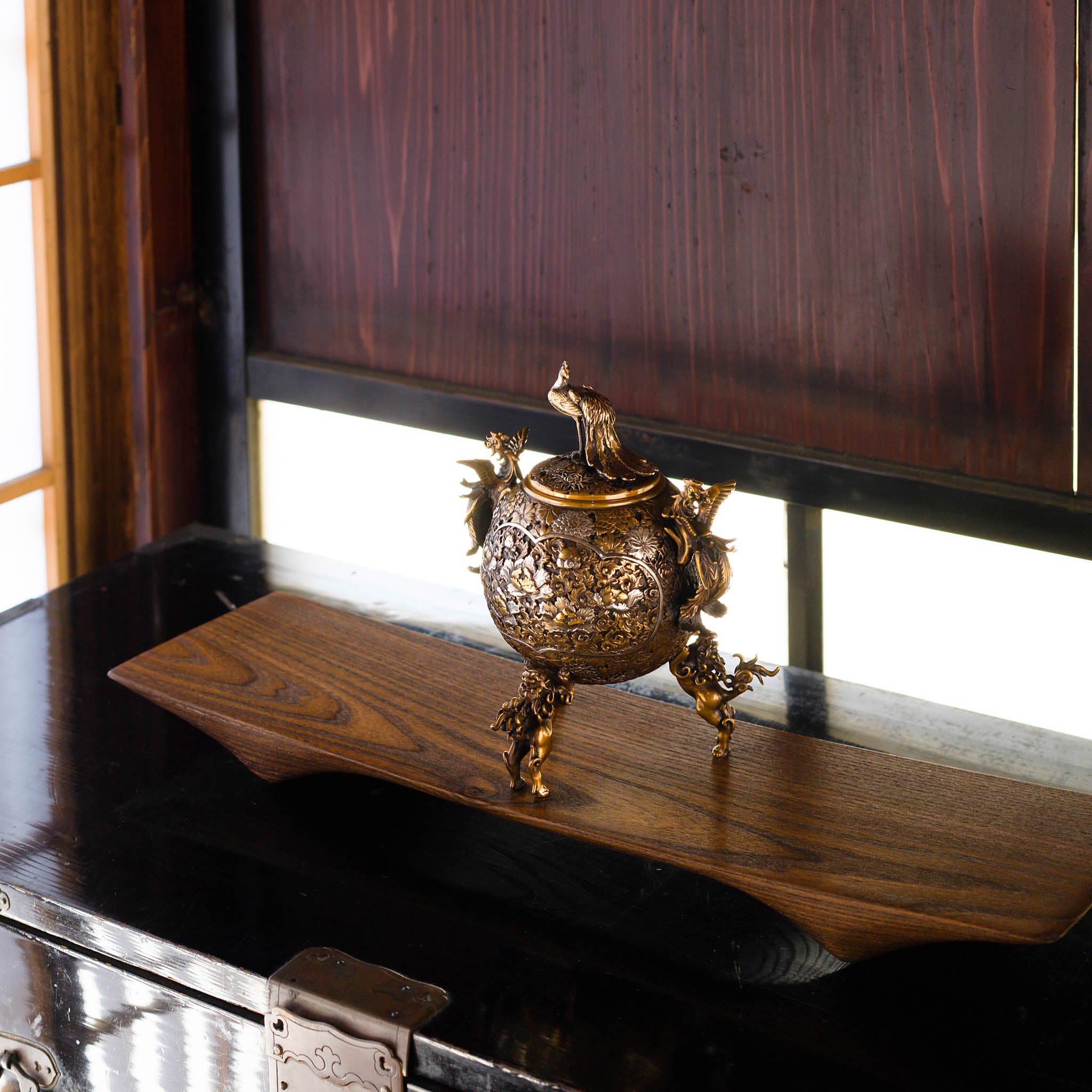 香炉 銅器 蓮花弔炉 香薫炉 茶道具 極細工 工芸品 美術品 置物 香炉