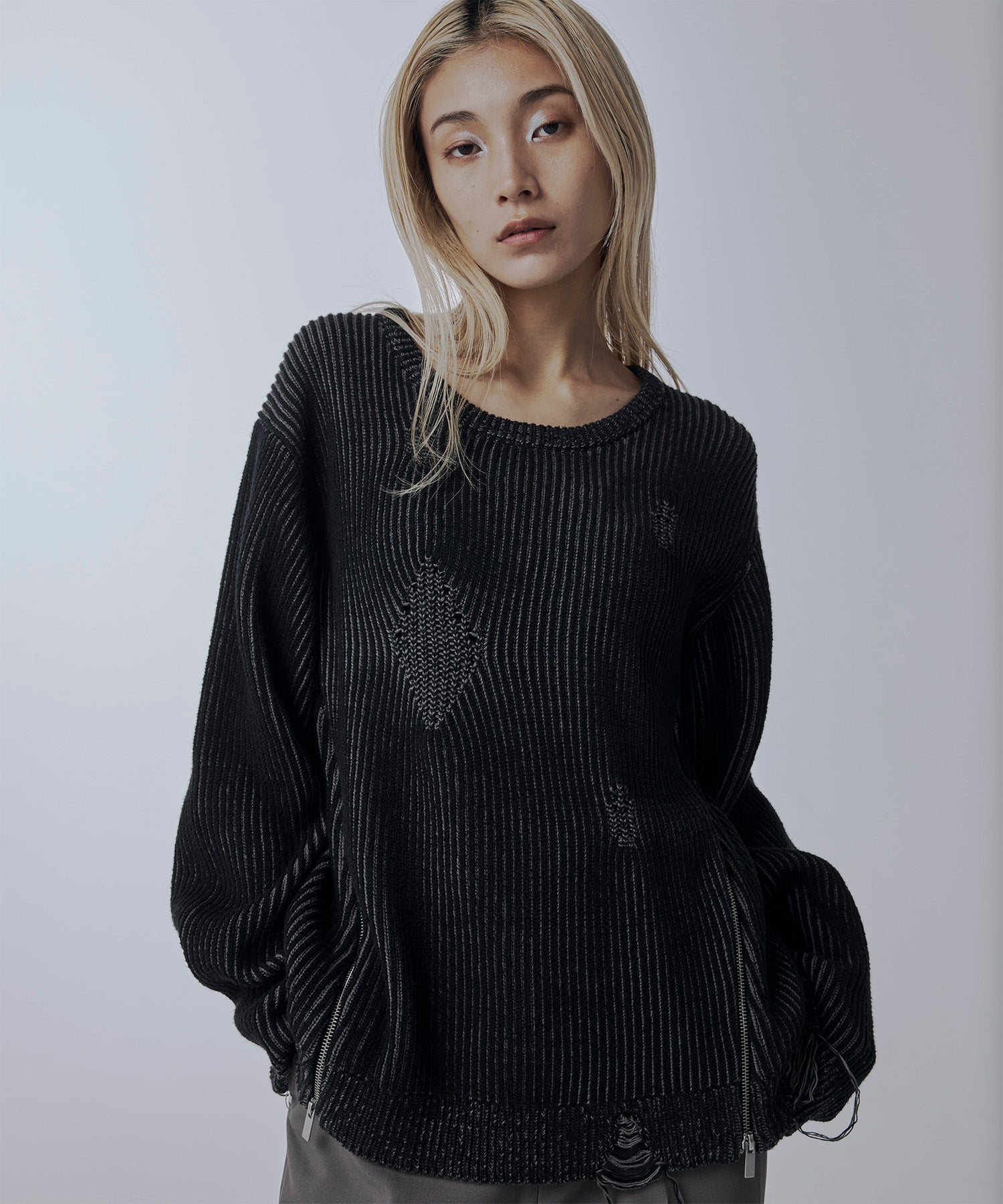 Side zip Damaged knit – Jent Louis