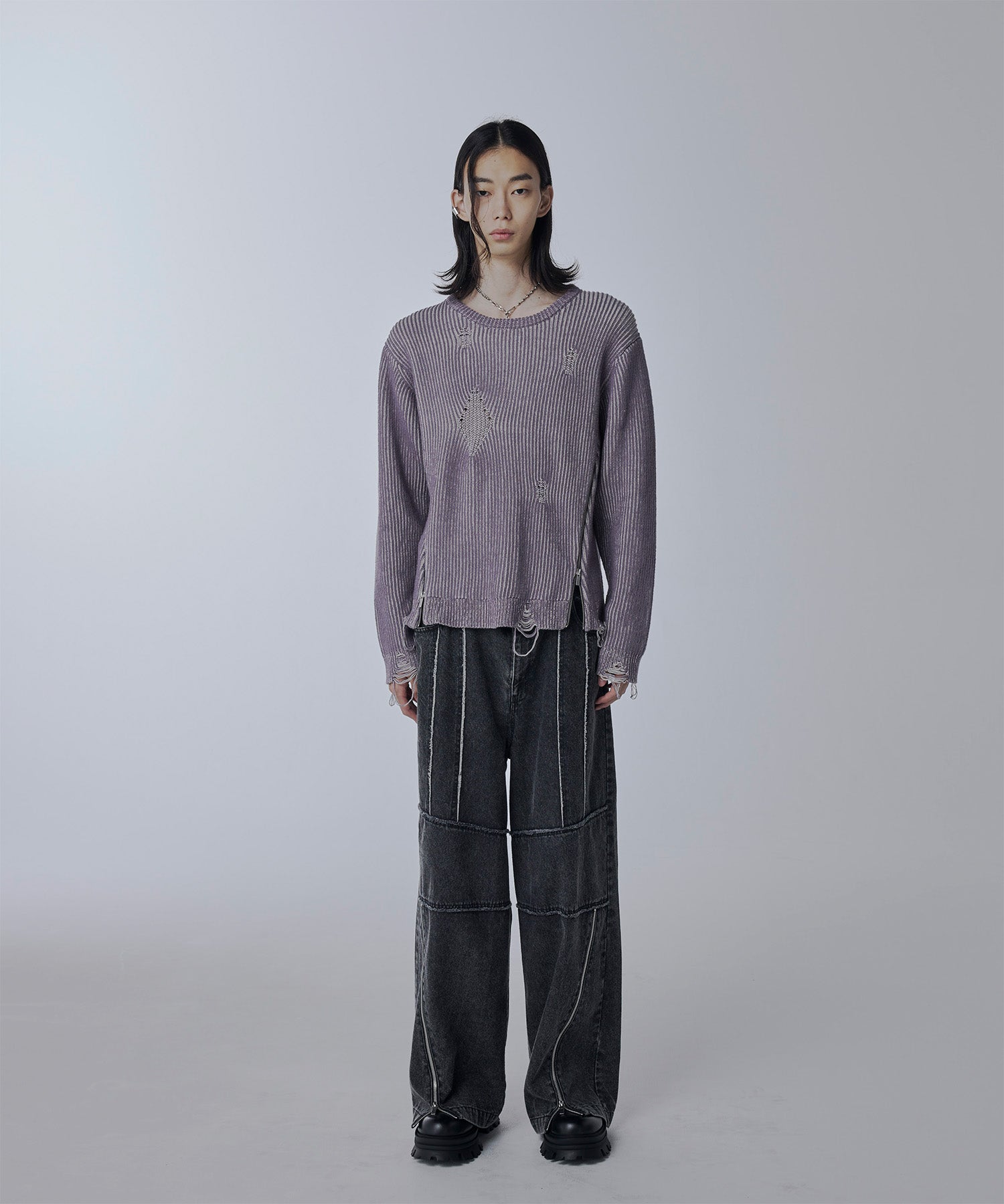 Side zip Damaged knit – Jent Louis