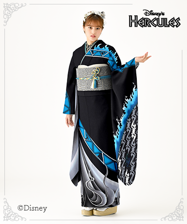 振袖レンタル衣装_72-HDF-D009Lの詳細（黒 ディズニー 大胆）｜成人式