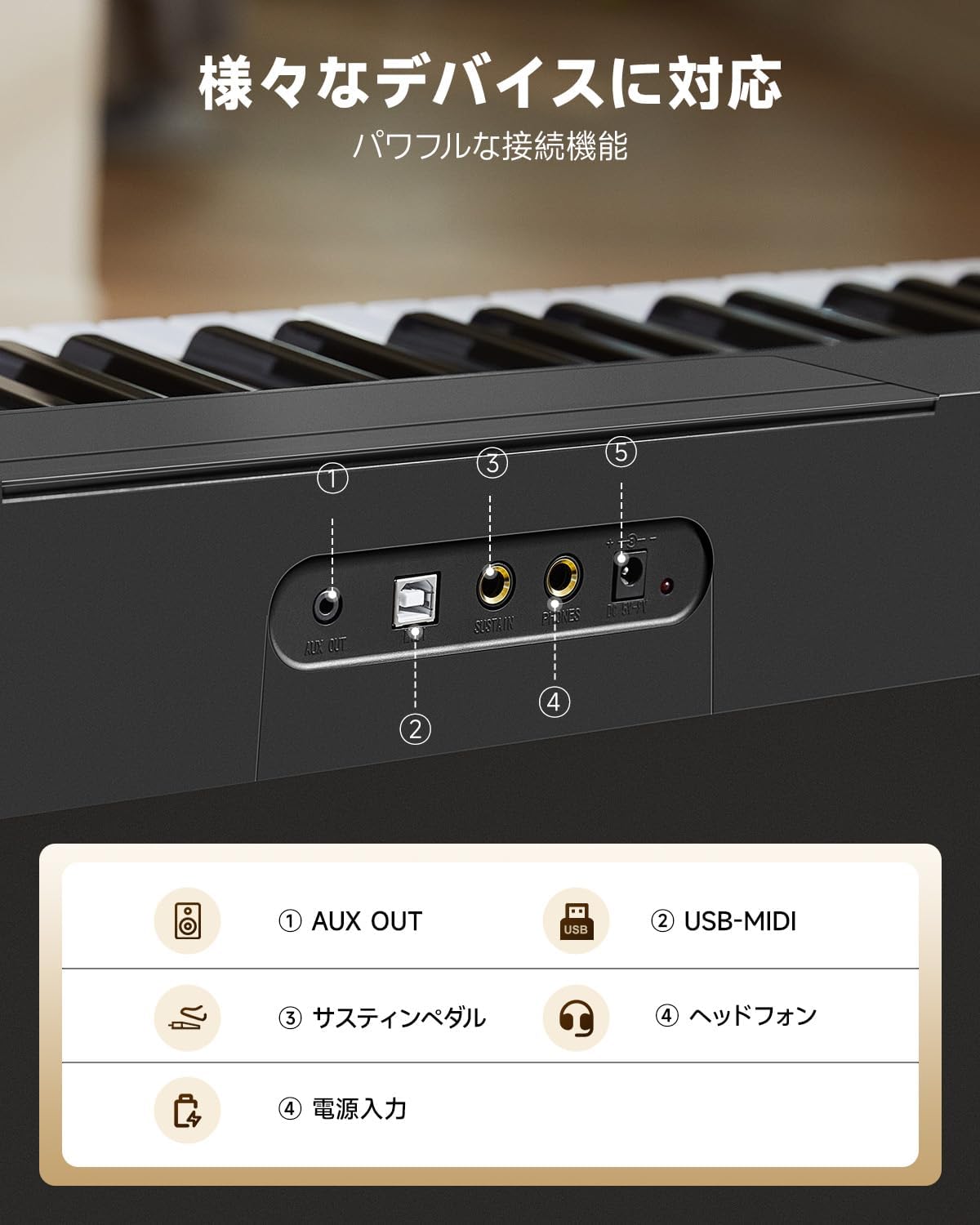 DK-10S 61鍵 電子キーボード ピアノ 光る鍵盤 500音色 300リズム 軽量