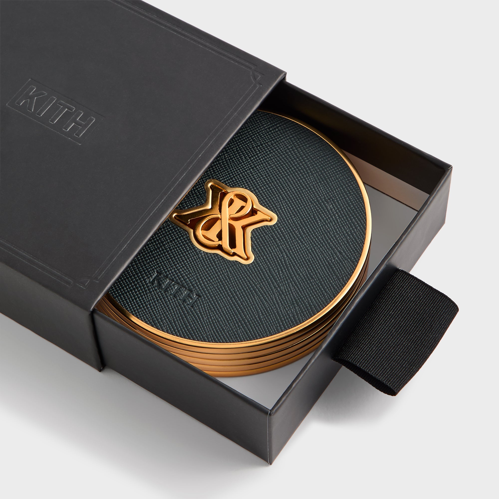 Kith Crest Set of 4 Leather Coasters - Stadium – Kith Japan
