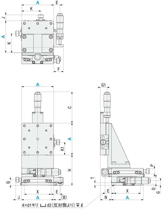 高精度】XYZ軸 リニアボール マイクロメータヘッド/送りねじ
