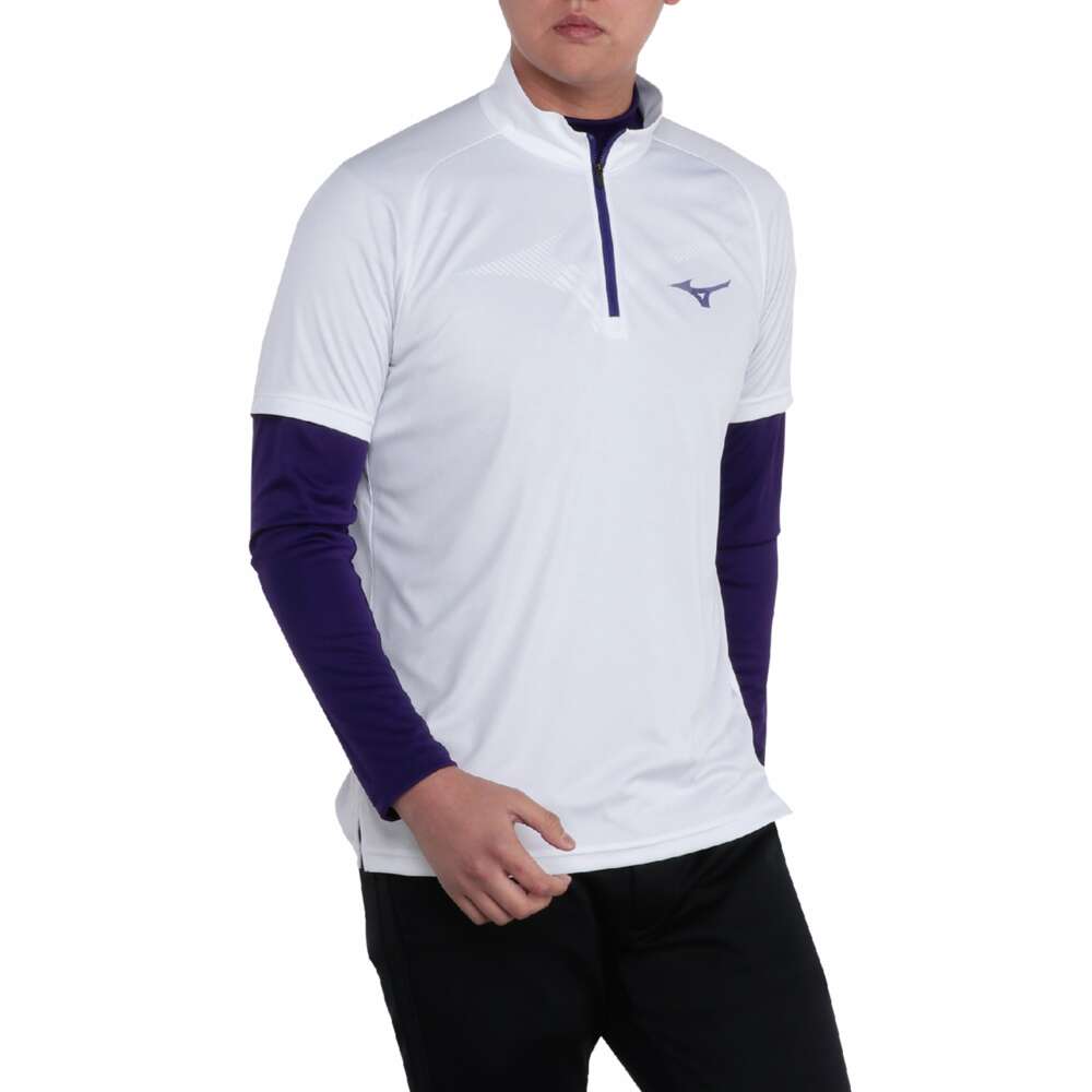 レイヤードセット(半袖ハーフジップシャツ／長袖モックネックシャツ