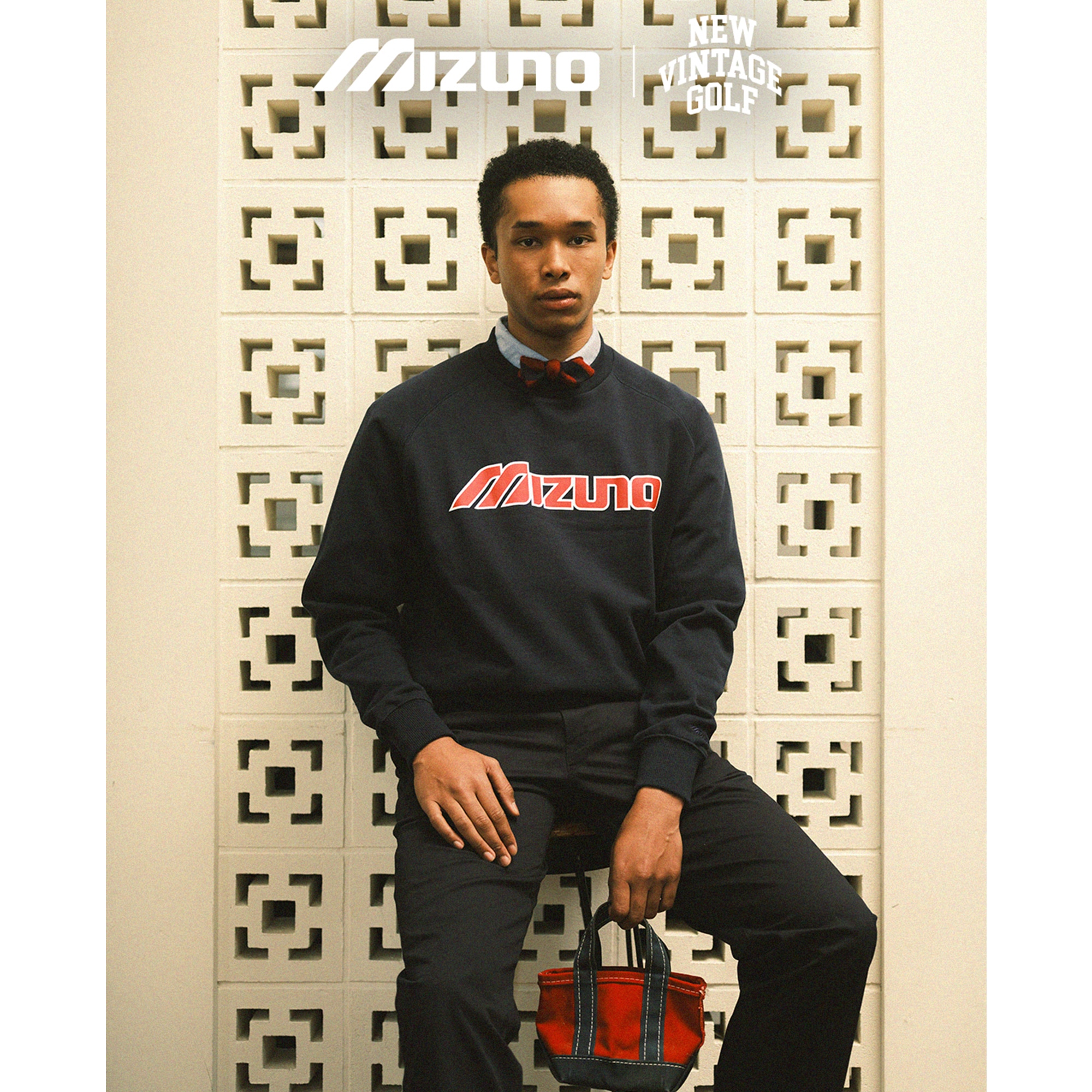 NEW VINTAGE GOLF MIZUNOロゴクルーネックスウェット|E2JCC071