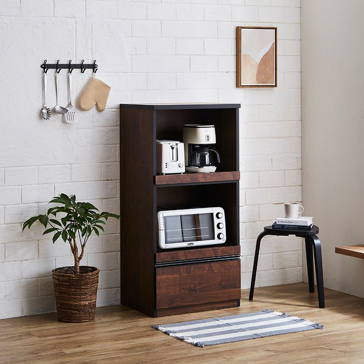 家電が3段置ける 省スペースにおすすめなコンパクトレンジ台 スイム