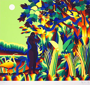 靉嘔「虹使い」版画54.5×62cm