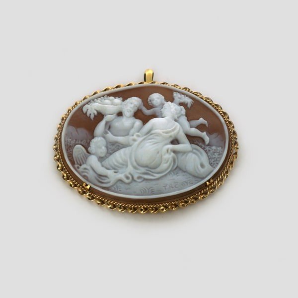 K18 イエローゴールド シェル カメオ ブローチ ペンダントトップ 日本