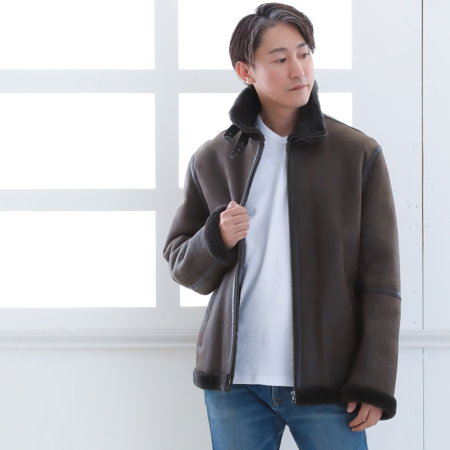 ムートンジャケット メンズ ムートンコート 本革 羊革 B-3 フライト