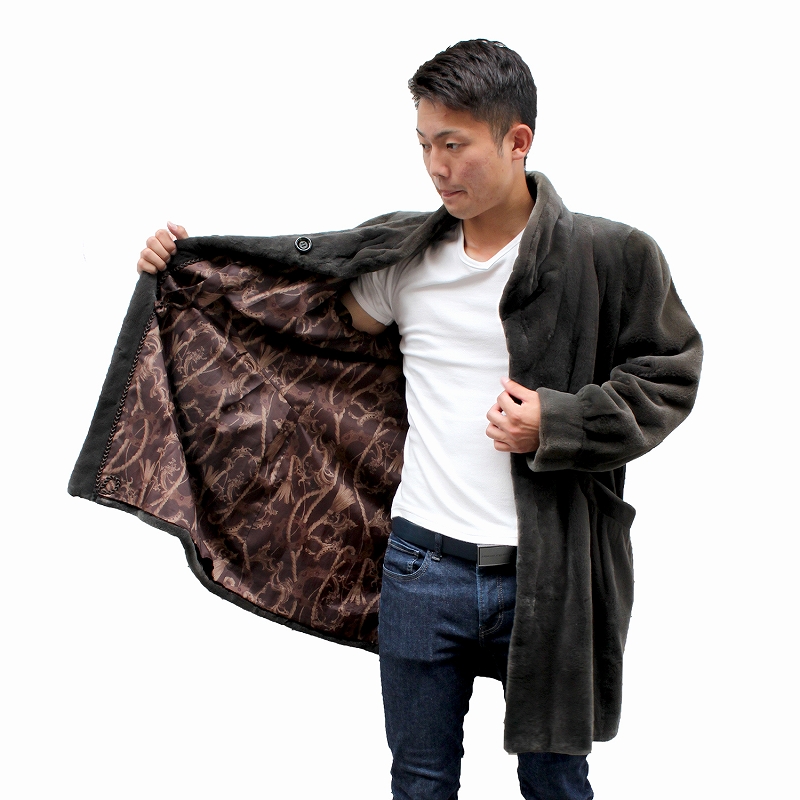 シェアードミンク メンズ 毛皮コート ミンクファーコート フリーサイズ