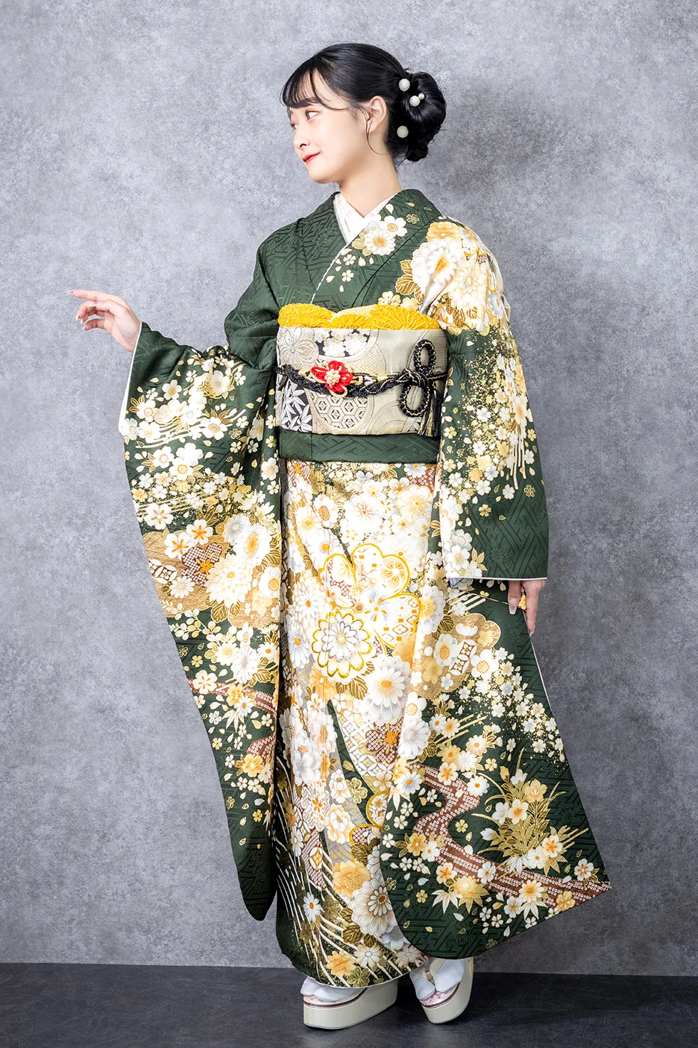 深緑のしめに菊［FS1162］ – 袴・振袖レンタルのエイトグループ