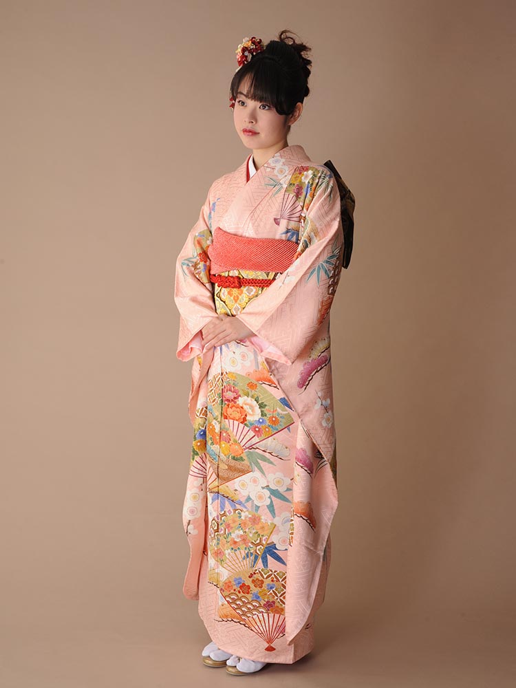 高級振袖レンタル】K-19 扇・松竹梅 MLサイズ ピンク｜KIMONO-PRO