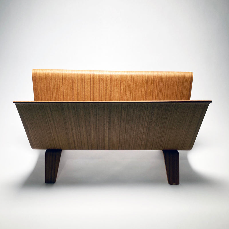 USED】サイトーウッド マガジンラック チーク柄 ＊脚にカケあり