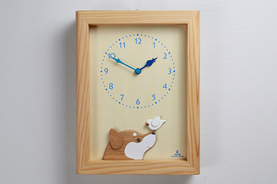 柴犬と白文鳥の時計 | キコリ 手づくり時計工房【本店】｜壁掛け