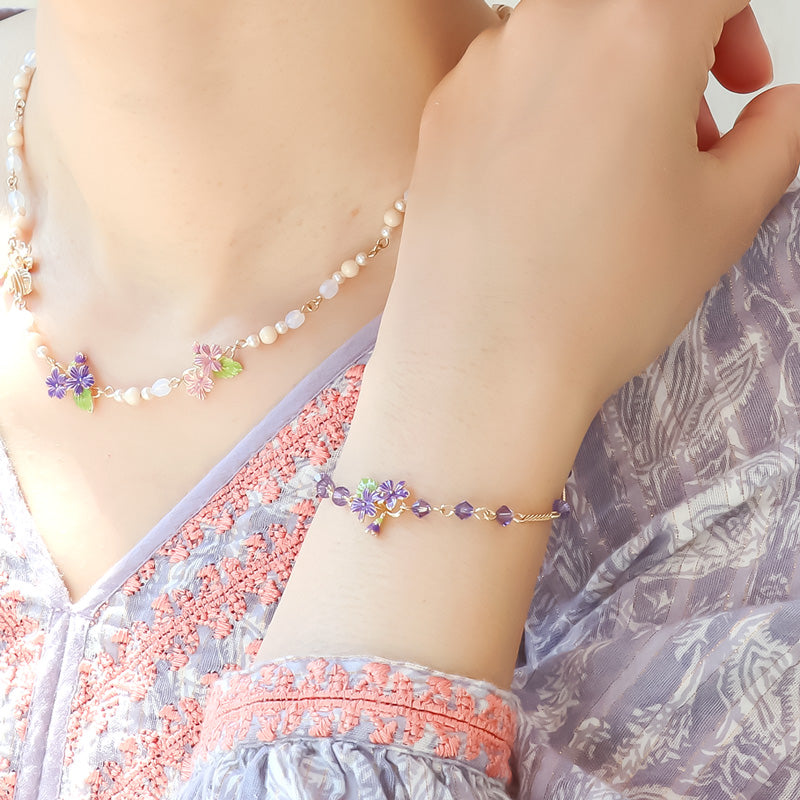 レシピNo.KR1163 チャームすみれのブレス＆ピアス – 貴和製作所