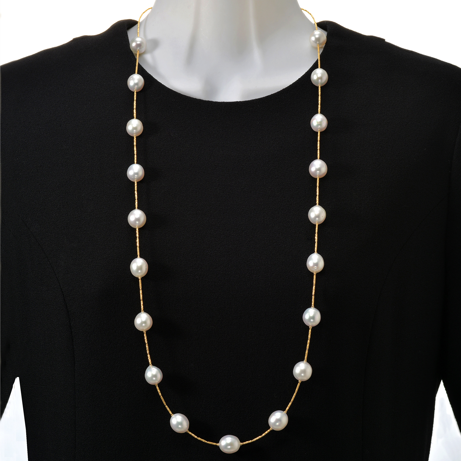 K18 南洋白蝶真珠 ロング ネックレス 88cm（12.3～12.8ミリ）｜真珠卸