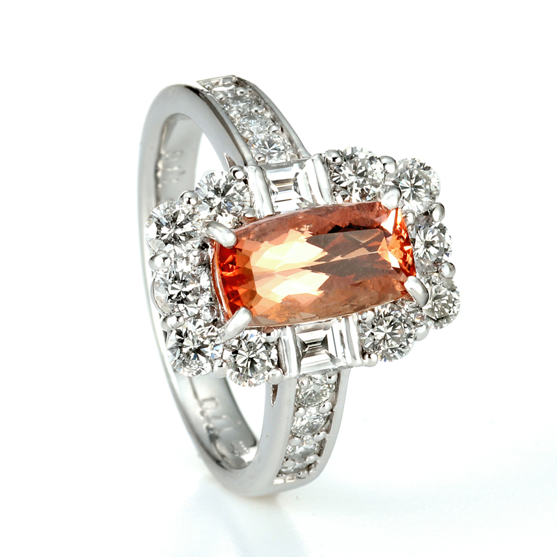 プラチナ インペリアルトパーズ ダイヤモンド リング （IT 1.70ct D