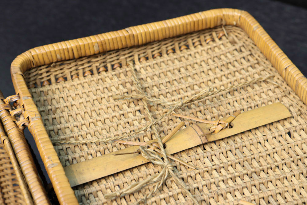 当時物】 大正バスケット レトロ 籐籠 インテリア 鍵無し 当時物