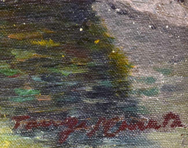 村田丹下「大雪山」油絵・P8号 絵画買取・販売の小竹美術