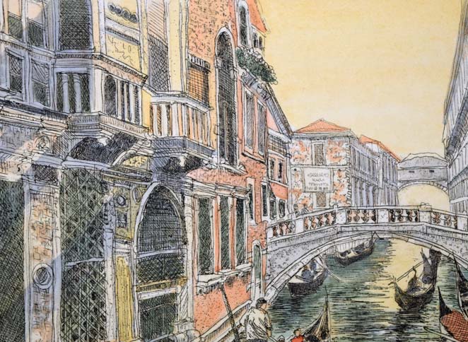 織田義郎「The Venice Ⅳ」銅版画に手彩色 絵画買取・販売の小竹美術