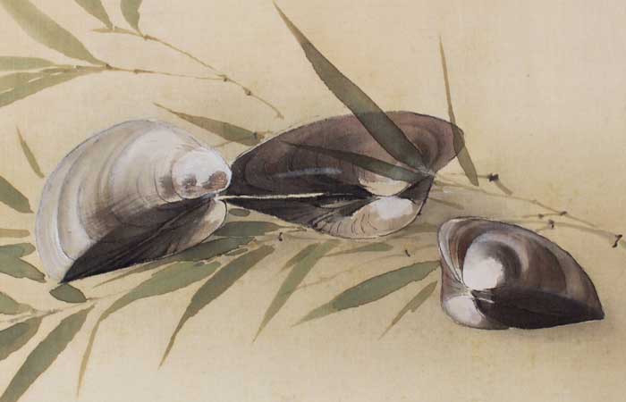 笹蛤図（ミニ掛軸）｜新・古美術 高美堂（こうびどう）｜掛軸販売