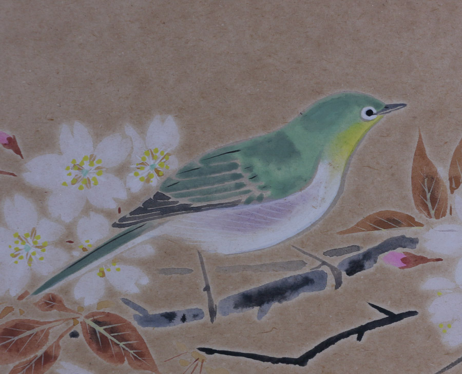 桜花小禽（色紙）｜新・古美術 高美堂（こうびどう）｜掛軸販売・通販