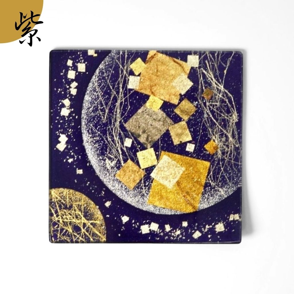 金彩友禅 ガラスの器 双子月切れ箔 10cm 角皿 – 漆器 高翆
