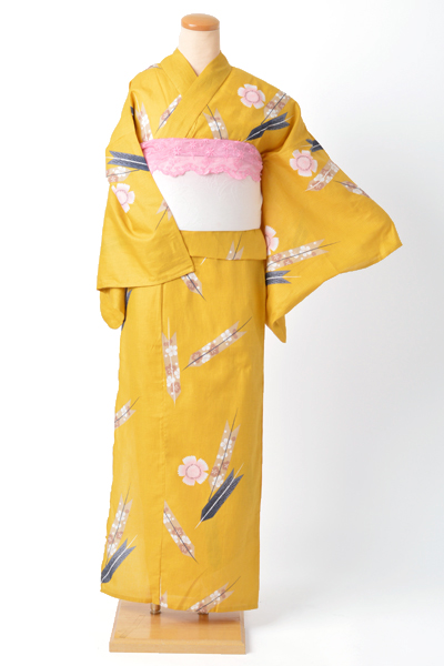 浴衣［からし色/矢羽根]｜着物レンタルあき (来店着付け無料・全国配送