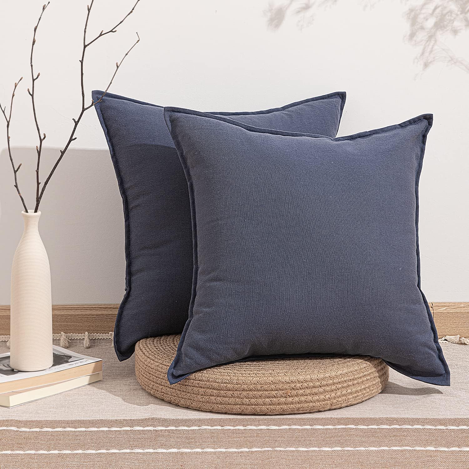 クモリ(Kumori) クッションカバー 60X60cm 2枚セットリネンっぽい 北欧