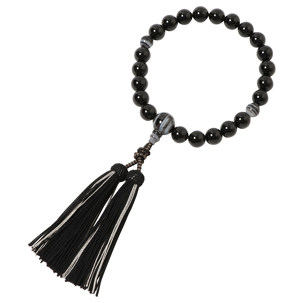 喜芳工房 京念珠 数珠 男性用 メンズ 黒オニキス （ ブラック オニキス