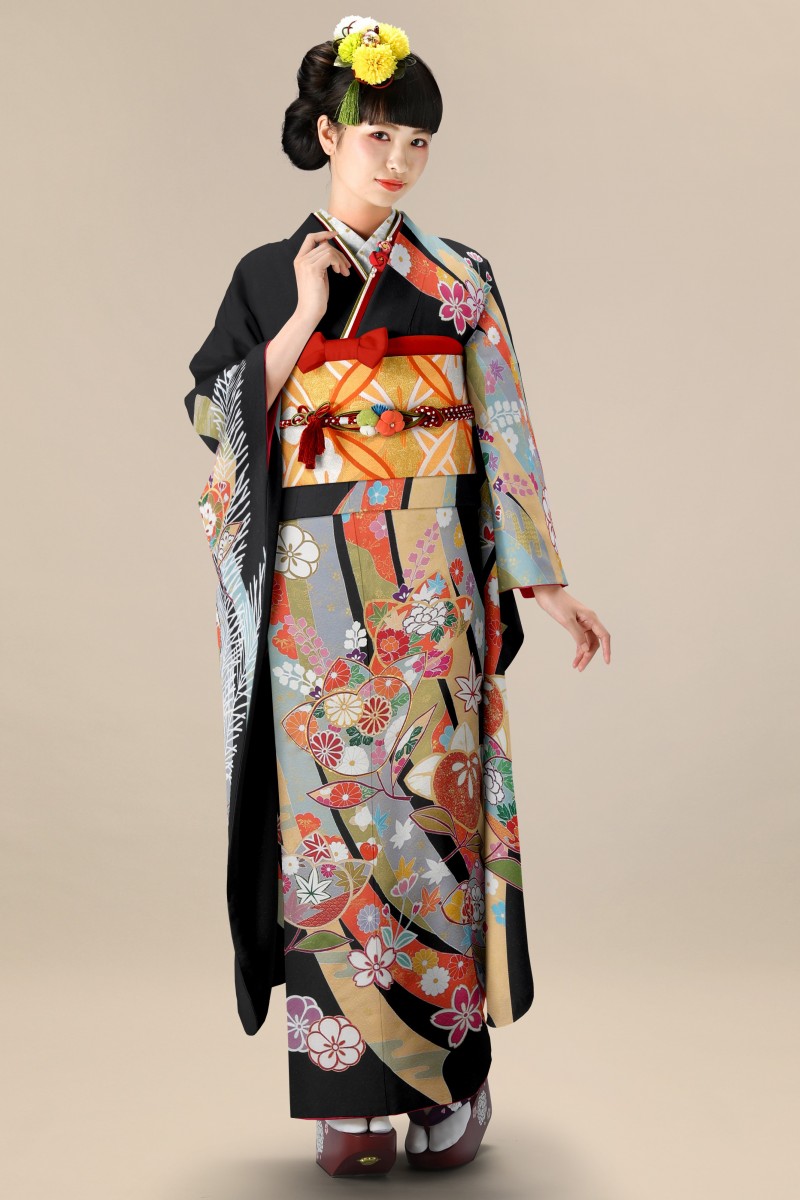 80138】束ね熨斗に橘｜成人式の高級振袖レンタルは京都逸品館へ