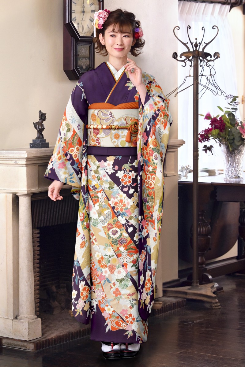 80175】束ね熨斗目に草花｜成人式の高級振袖レンタルは京都逸品館へ