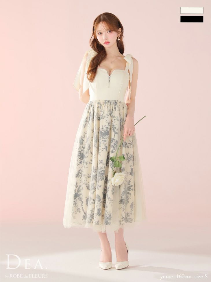 DEA.by ROBE de FLEURS/ディア】花柄 チュール 肩リボン ジップ