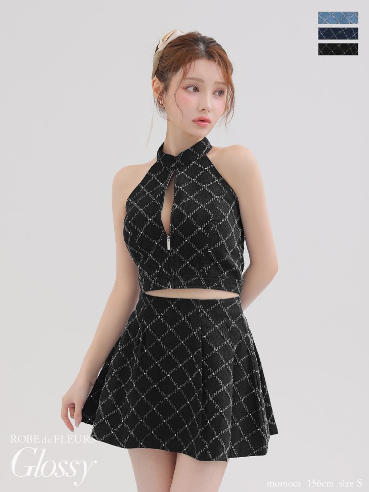 Glossy by ROBE de FLEURS/グロッシー】デニム ジップデザイン