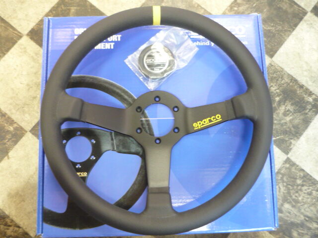 SPARCO スパルコ R345 ステアリング （ブラックレザー／ブラック